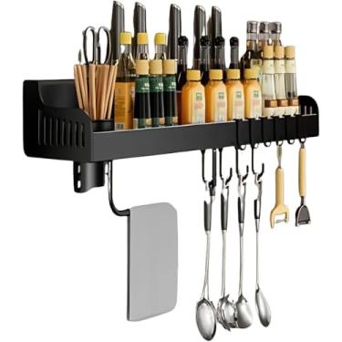 Imagem de Porta Temperos Organizador Suspenso para Cozinha – Preto, Aproveita Espaço Vertical, Ideal para Especiarias, Cosméticos e Artesanato