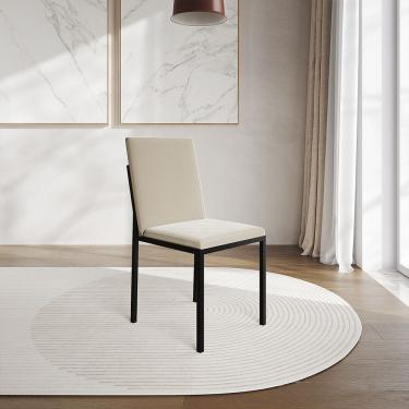 Imagem de Cadeira De Jantar Estofada Mônaco Veludo Bege - Cor: Preto