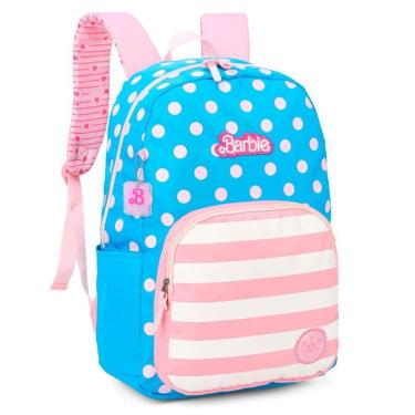 Imagem de Mochila De Costas Barbie Azul E Rosa Bolinhas - Luxcel