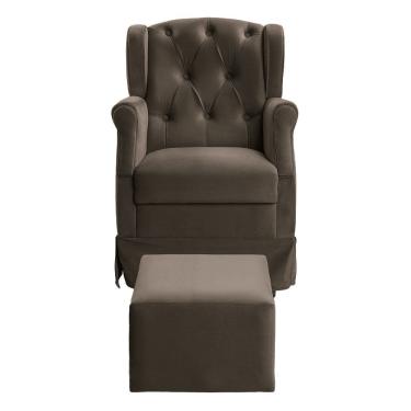 Imagem de Poltrona Cadeira De Amamentação Balanço E Puff Ternura Suede Marrom