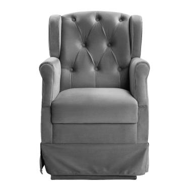 Imagem de Poltrona Cade. De Amam. Balanço Ternura Veludo Cinza Chumbo