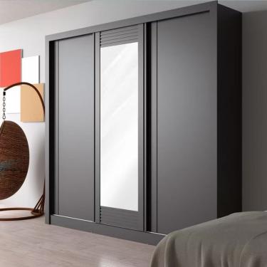 Imagem de Guarda-roupa Casal Bartira Village Com Espelho E 243,1cm Grafite