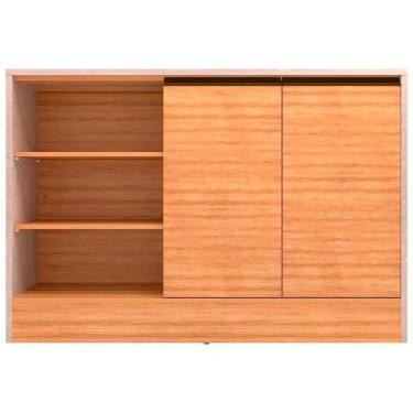 Imagem de Balcão Cristal Mdp 15mm Com 2 Portas E 3 Prateleiras Bartira Lâmina Mel