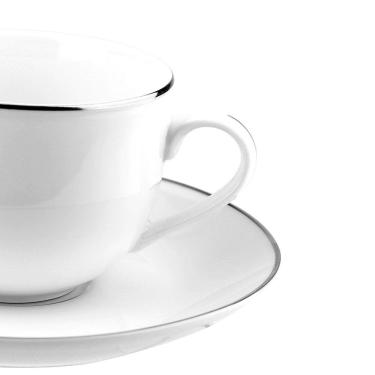 Imagem de Aparelho De Jantar 42 Peças L`hermitage Silver Em Porcelana Branco Com Prata