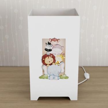 Imagem de Abajur Luminária MDF Quarto Infantil Kit Higiene Safari - Neném na Nuv