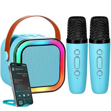 Imagem de RISEBASS Mini Máquina De Karaokê Para Crianças - Portátil Com 2 Microfones, Pequeno Alto-Falante E Microfone Divertido Meninos Meninas