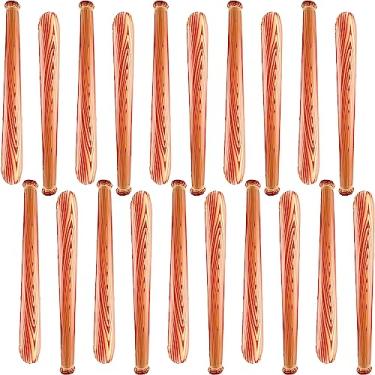 Imagem de Sonarun Pacote Com 20 Tacos De Beisebol Infláveis 31,5" Padrão Grãos Madeira Para Inflar Carnaval, Aniversário, Piscina, Verão, Praia, Tema Festa, Lembrancinhas