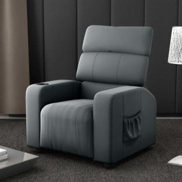 Imagem de Poltrona Reclinável para Sala Roma Veludo Cinza - CASA H
