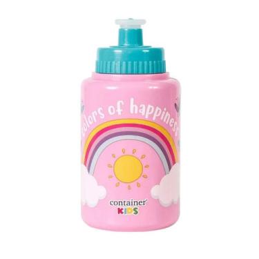 Imagem de Squeeze Arco Íris Rosa Infantil Menina Container Kids 340ml - DERMIWIL