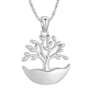 Imagem de Yinplsmemory Colar de cinzas de urna de árvore da vida, joia de cremação, para mulheres, memorial, amado, cinzas, Aço inoxidável, Sem Pedra Preciosa