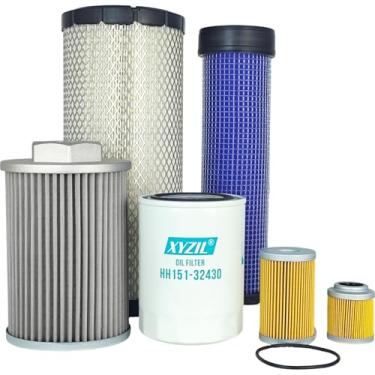 Imagem de XYZIL Kit de filtro de manutenção compatível com Kubota KX121-3 Mini Escavadeira HH151-32430 RD411-62210 RD401-61270 RA211-51280 R1401-42270 R2401-42280 Hidráulica HYD Filtro de Combustível de Ar de