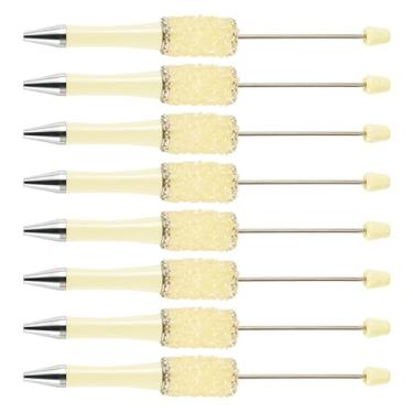 Imagem de Spritewelry Canetas de strass com contas de cristal brilhante, 10 peças, caneta esferográfica de diamante extravagante de plástico faça você mesmo para decoração de escritório, escola - branca