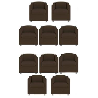 Imagem de Kit 10 Poltronas Bia Decorativa Reforçada Recepção Clinica Salão Sala De Estar Suede