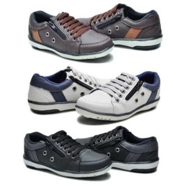 Imagem de Kit 3 Sapatênis Casual Fechamento Elástico e Zíper Infantil-Masculino