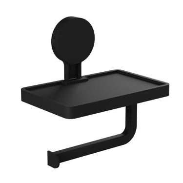 Imagem de Papeleira Com Adesivo Preto Fosco 17,6cm X 18cm X 11,5cm Preto Fosco