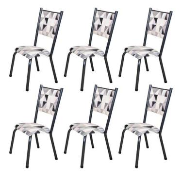 Imagem de Kit 6 Cadeiras para Sala de Jantar Ametista Katar / Prata Martelado - 