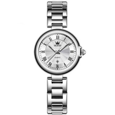 Imagem de Relógio De Quartzo Feminino Design Fino Elegante Luminoso Em Aço Inoxidavel Branco Prata