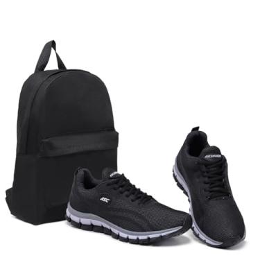 Imagem de Tênis Masculino Ascension + Mochila basica – Leve, Macio e Confortável para Caminhada, Corrida, Academia e Uso Diário | Estilo Esportivo e Urbano (Preto e Cinza, BR, Adulto, Numérico, 35)