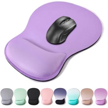 Imagem de Mouse pad suporte de pulso, mousepad ergonômico com almofada de descanso de pulso de espuma de memória, base de borracha antiderrapante para jogos para alívio da dor e digitação fácil, laptop de