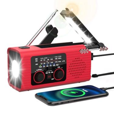 Imagem de NITIGO Rádio meteorológico de emergência, rádio de alerta meteorológico NOAA de 4000 mAh, carregamento solar, manivela e carregamento USB, AM/FM com lanterna de LED, lâmpada de leitura, alarme SOS,