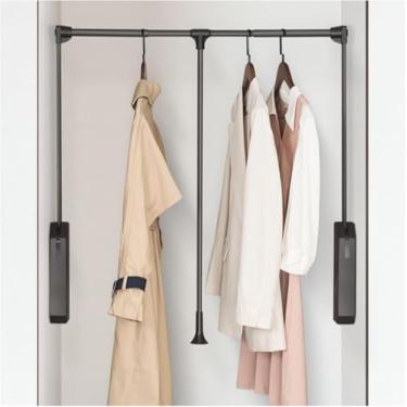Imagem de Cabide De Guarda-roupa, Amortecedor De Amortecimento De Vestuário Vestiário Retrátil De Elevação Para Baixo, Largura Ajustável Adequado Para A Maioria Dos Guarda-roupas, 670-900MM