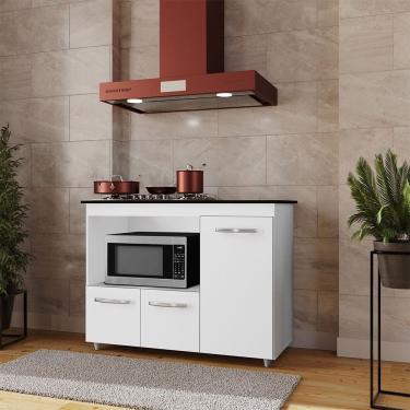 Imagem de Balcão Ana Para Cooktop e Forno Micro-ondas 03 Portas Branco Moblis