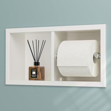 Imagem de Neodrain Suporte de papel higiênico embutido de rolo duplo - aço inoxidável 304, design oculto na parede, carregamento e descarregamento simples, economia de espaço para banheiros modernos (branco