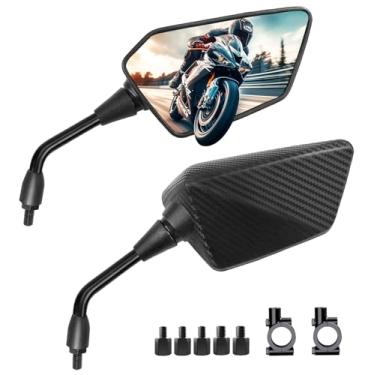 Imagem de Espelhos retrovisores laterais para quadriciclo com parafuso de 8 mm 10 mm braçadeira de montagem de barra de alça de 7/20.3 cm compatível com bicicleta motocicleta scooter UTV, Dirt Bike Suzuki