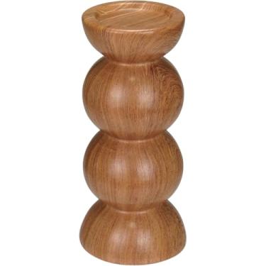 Imagem de CASTIÇAL PORTA VELA HOME&CO CERÂMICA 20X8X8CM ESTILO MADEIRA