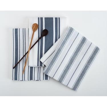 Imagem de Casa De Lan Conjunto de toalhas de cozinha – Pacote com 3 panos de prato de algodão premium extra grandes (50 x 76 cm) para cozinha – Absorvente – 100% algodão – com laço para pendurar – azul cinza