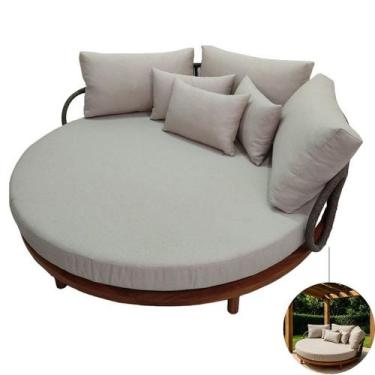 Imagem de Chaise Sofá Cordoba 1,60m Base de Madeira Corda Náutica Almofadas Impe