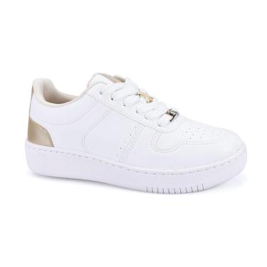 Imagem de Tenis Feminino Sapatenis Star Branco Ouro Light Godiva Confortável-Feminino