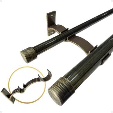 Imagem de Kit 5 Suporte Duplo Comum Perfil Varão Cortina 19.28mm Ilhós Argola In