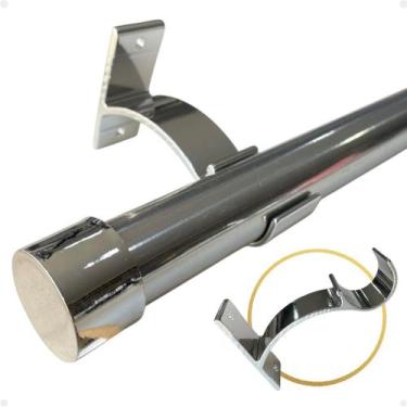 Imagem de Kit 5 Suporte Perfil Parede Varão Comum Ilhós 19mm Cortina Argola Inst