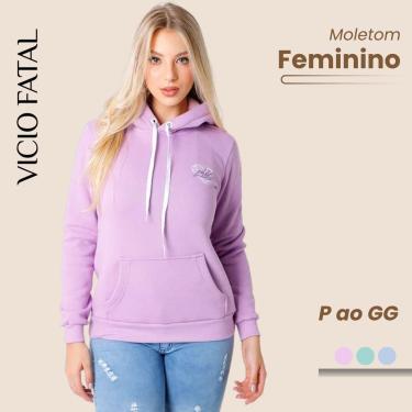 Imagem de BLUSA FEMININA MOLETOM INVERNAL CANGURU CAPUZ-Feminino