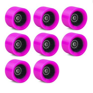 Imagem de SzBlaZe Pacote com 8 rodas de skate de 58 mm x 39 mm 90 A 92A com rolamentos para patinação em fileira dupla ao ar livre ou acessórios de skate (90A roxo)