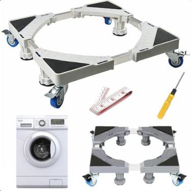 Imagem de Suporte Quadrado Ajustável com Rodinhas para Geladeira e Máquina - ROM