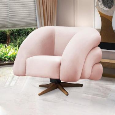 Imagem de Poltrona Giratória Orgânica com Balanço Tana Bouclê Rosê E03 - D'Rossi