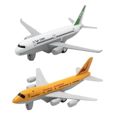 Imagem de menolana 2x Modelo de Avião de Brinquedo Infantil Avião de Brinquedo Colecionável Liga Realista Ornamento para Lembranças Prateleira Escritório Comemoração, Amarelo Branco