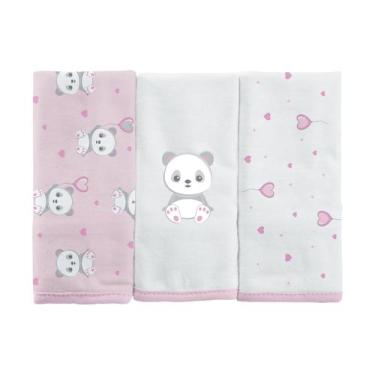 Imagem de Toalha de Boca Bebê com 3 Unidades Bublim, Panda Rosa, Não aplica, Não