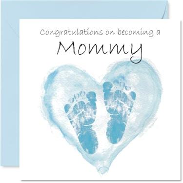 Imagem de Stuff4 Novo cartão de bebê menino para mamãe - Congrats Becoming - Cartão de parabéns bem feito para a nova mamãe, cartões de felicitações de boas-vindas ao mundo de 14 cm