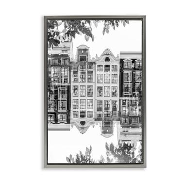 Imagem de Stupell Industries Tela flutuante emoldurada cinza refletida vista da cidade design de arte de parede por Robin Vandenabeele, 78 x 53 cm