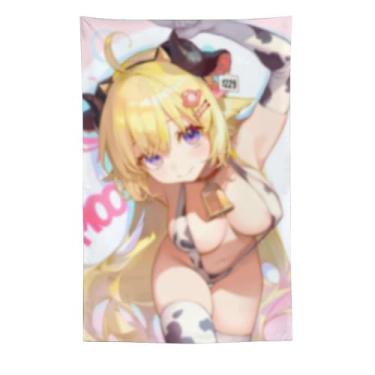 Imagem de LIEGBMEU Tapeçaria sexy de menina anime 152 x 228 cm arte de colcha de parede decoração de tapeçaria caprichosa AF190