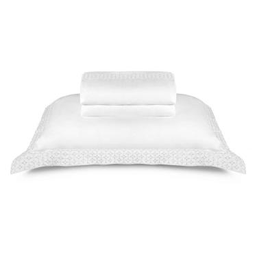 Imagem de Jogo De Cama Queen Carnegie Branco 300 Fios Algodão Egípcio