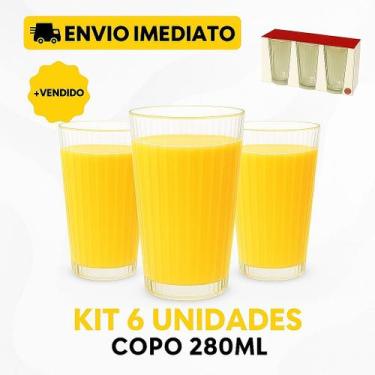 Imagem de 6 Copos de Vidro Transparente Resistente 280ml Long Drink - Hauskraft