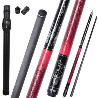 Imagem de CUEELF Bastão de taco de sinuca de fibra de carbono 147.3 cm Bastões de taco de bilhar de caveira de baixa deflexão 12,5 mm ponta de couro Grip Butt Technology Tacos profissionais (CA-KL-05, 567 g)