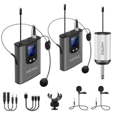 Imagem de Sistema de microfone sem fio HOTEC H-U25 UHF com fone de ouvido duplo/