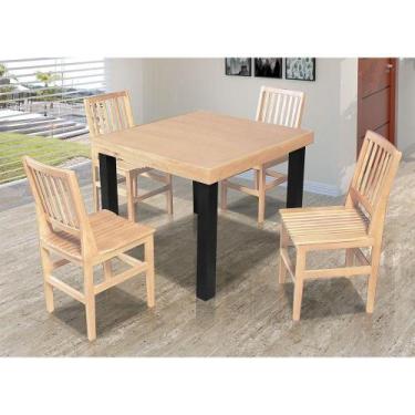 Imagem de Mesa Jantar Catarina Quadrada 1M Com 4 Cadeiras Confort Ripada - Natur