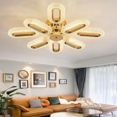 Imagem de lustres e luminarias para sala com 3 Temperaturas de Cor| Luminária de Teto LED Moderna para Quarto, Cozinha e Sala de Jantar | Decoração em Ouro Dourado (8 Luzes)