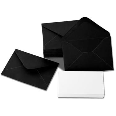 Imagem de 50 pacotes de envelopes de vale-presente com cartões em branco, mini envelope de 10 x 6 cm, envelope para cartão de visita (50, preto, 4 x 2,75)